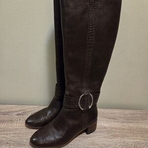 Women's Brown Leather Knee-High Riding Boots